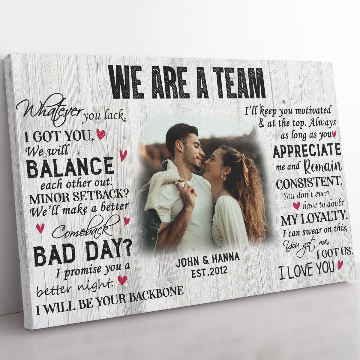 We Are A Team Gift Ideas For Her, Custom Photo Anniversary Gift Wall Art For Wife Framed Prints, Canvas