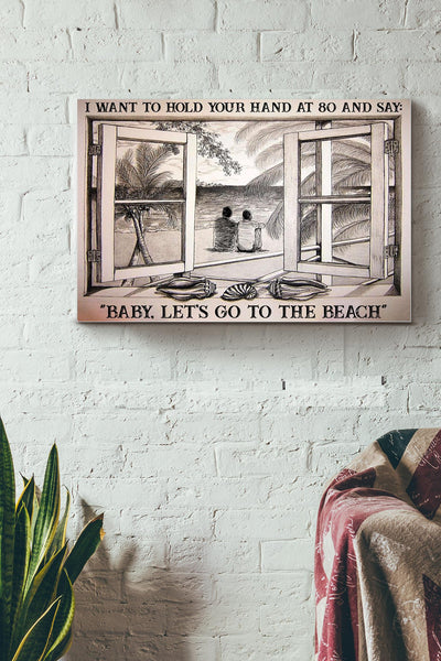 Vintage 3D Window View Home Decoration Gift Idea Gay Couple Go To The Beach Wall Art Decor Framed Prints, Canvas