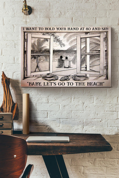 Vintage 3D Window View Home Decoration Gift Idea Gay Couple Go To The Beach Wall Art Decor Framed Prints, Canvas