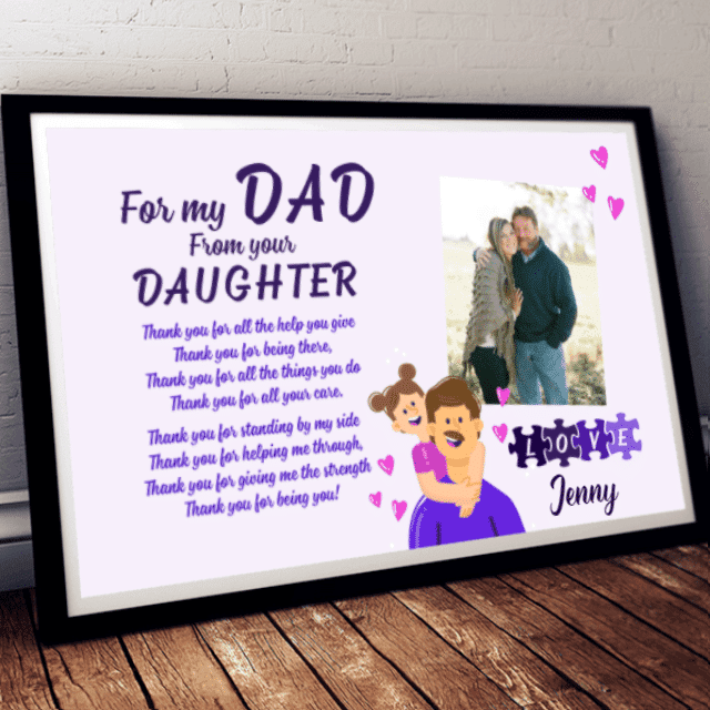 Custom Photo Family For My Dad Personalized Poster Landscape Canvas