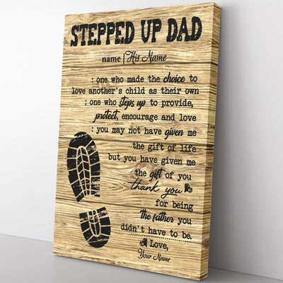 Bonus Dad Definition Wall Art For Step Father's Day, Steps Up To Provide Encourage And Love Step Dad Wall Art Framed Prints, Canvas