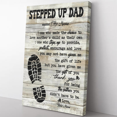 Bonus Dad Definition Wall Art For Step Father's Day, Steps Up To Provide Encourage And Love Step Dad Wall Art Framed Prints, Canvas