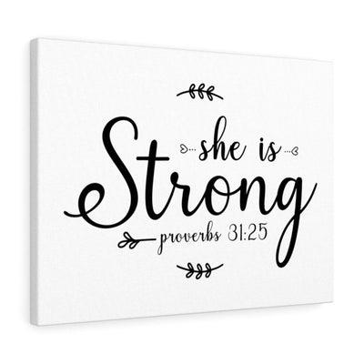 Scripture Canvas She Is Strong Proverbs 31:25 Christian Wall Art Bible Verse Meaningful Home Decor Gifts Unique Housewarming Gift Ideas Framed Prints, Canvas