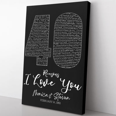 Ruby Anniversary Gift Wall Art, Custom 40th Anniversary Sign Wall Art Framed Prints, Canvas