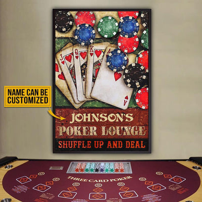 Personalized Poker Loungeaeticon Wall Art Framed Prints, Canvas