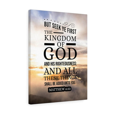 Scripture Canvas The Kingdom of God Matthew 6:33 Christian Wall Art Bible Verse Meaningful Home Decor Gifts Unique Housewarming Gift Ideas Framed Prints, Canvas