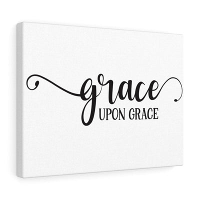 Scripture Canvas Grace Upon Grace Christian Wall Art Meaningful Home Decor Gifts Unique Housewarming Gift Ideas Framed Prints, Canvas