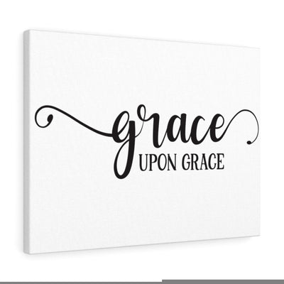 Scripture Canvas Grace Upon Grace Christian Wall Art Meaningful Home Decor Gifts Unique Housewarming Gift Ideas Framed Prints, Canvas