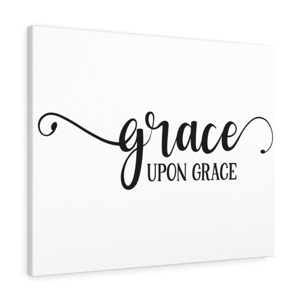 Scripture Canvas Grace Upon Grace Christian Wall Art Meaningful Home Decor Gifts Unique Housewarming Gift Ideas Framed Prints, Canvas