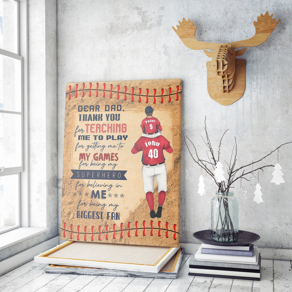 Wall Art Gift Ideas For Baseball Dad, Thank You For Teaching Me To Play Father's Day Wall Art Framed Prints, Canvas
