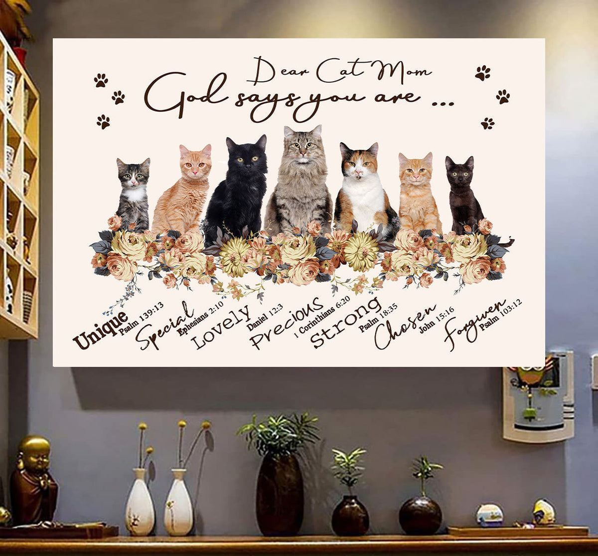 Dear Cat Mom Canvas Wall Art Art  Cats Lover Home Decoration Gift Idea Gift Birthday Mother Day Framed Prints, Canvas