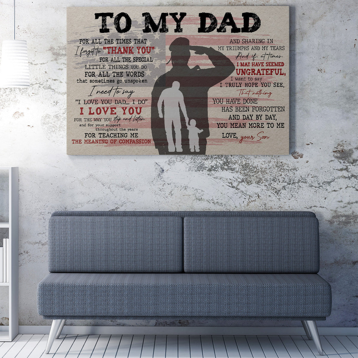 Canvas Hanging Wall Art Gift For Military Veteran Dad, I Love You Dad I Do Wall Art From Son Framed Prints, Canvas
