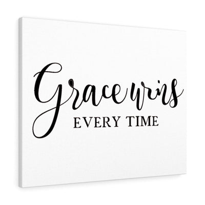 Scripture Canvas Grace Wins Every Time Christian Wall Art Meaningful Home Decor Gifts Unique Housewarming Gift Ideas Framed Prints, Canvas