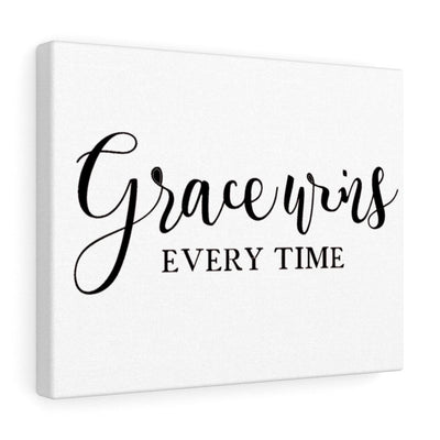 Scripture Canvas Grace Wins Every Time Christian Wall Art Meaningful Home Decor Gifts Unique Housewarming Gift Ideas Framed Prints, Canvas