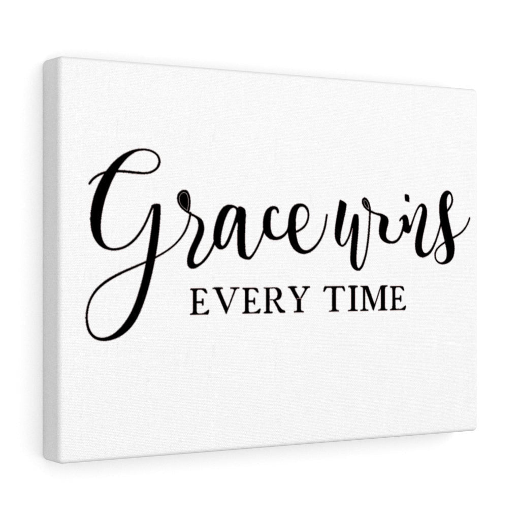 Scripture Canvas Grace Wins Every Time Christian Wall Art Meaningful Home Decor Gifts Unique Housewarming Gift Ideas Framed Prints, Canvas
