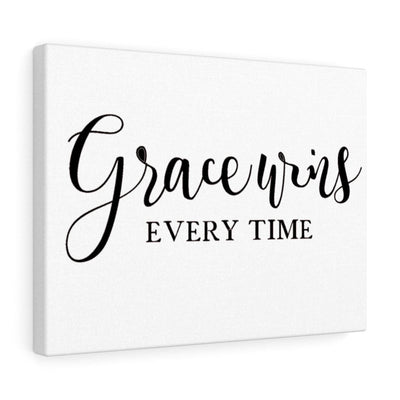 Scripture Canvas Grace Wins Every Time Christian Wall Art Meaningful Home Decor Gifts Unique Housewarming Gift Ideas Framed Prints, Canvas
