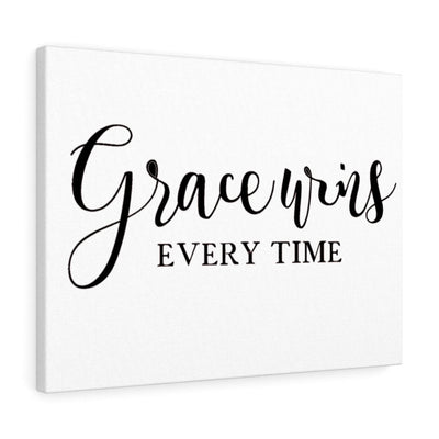 Scripture Canvas Grace Wins Every Time Christian Wall Art Meaningful Home Decor Gifts Unique Housewarming Gift Ideas Framed Prints, Canvas