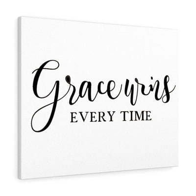 Scripture Canvas Grace Wins Every Time Christian Wall Art Meaningful Home Decor Gifts Unique Housewarming Gift Ideas Framed Prints, Canvas