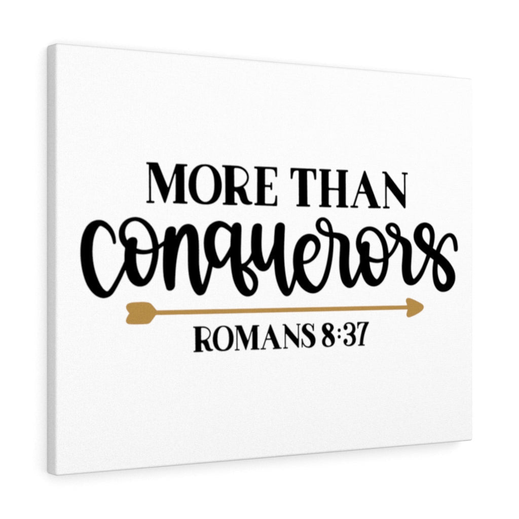 Scripture Canvas More Than Conquerors Romans 8:37 Christian Wall Art Bible Verse Meaningful Home Decor Gifts Unique Housewarming Gift Ideas Framed Prints, Canvas