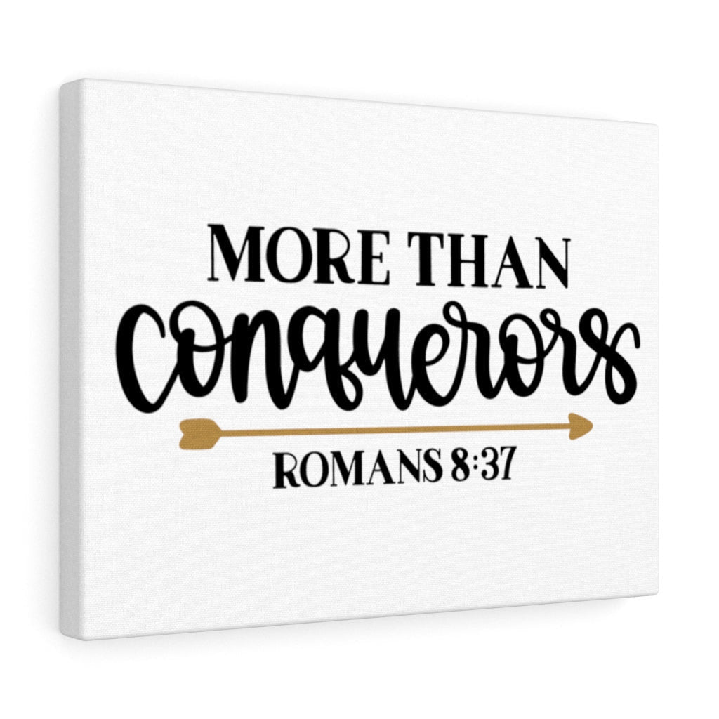 Scripture Canvas More Than Conquerors Romans 8:37 Christian Wall Art Bible Verse Meaningful Home Decor Gifts Unique Housewarming Gift Ideas Framed Prints, Canvas
