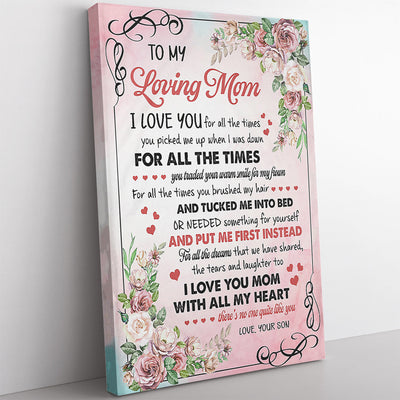 Custom Floral Wall Art Gift For Mom From Son, I Love You Mom With All My Heart Wall Art For Mothers Day Framed Prints, Canvas