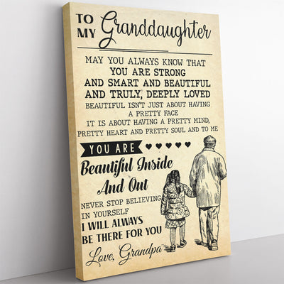 Personalized Canvas Painting, Canvas Hanging Wall Art Gift For Granddaughter From Grandpa, You Are Beautiful Inside And Out Wall Art Framed Prints, Canvas