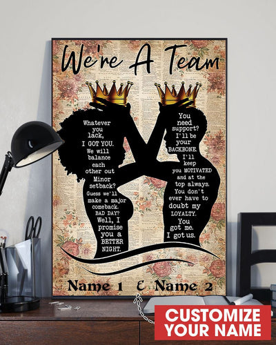 King & Queen Were A Team Wall Arts Personalized Custom Gift Idea Birthday Framed Prints, Canvas