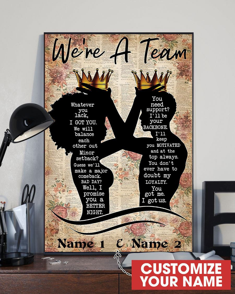 King & Queen Were A Team Wall Arts Personalized Custom Gift Idea Birthday Framed Prints, Canvas