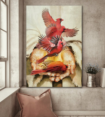 Jesus A Cardinal On His Hand - Matte Wall Art Gallery Canvas Painting, Canvas Hanging Home Decor Gift Idea Framed Prints, Canvas