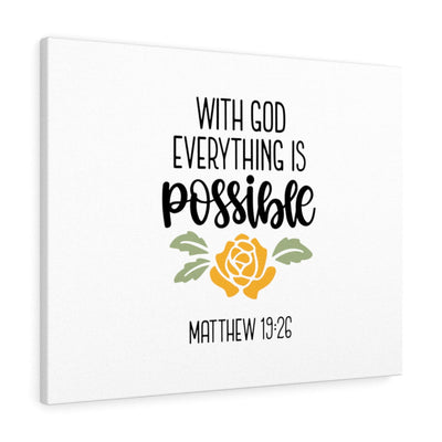 Scripture Canvas Possible Matthew 19:26 Christian Wall Art Bible Verse Meaningful Home Decor Gifts Unique Housewarming Gift Ideas Framed Prints, Canvas