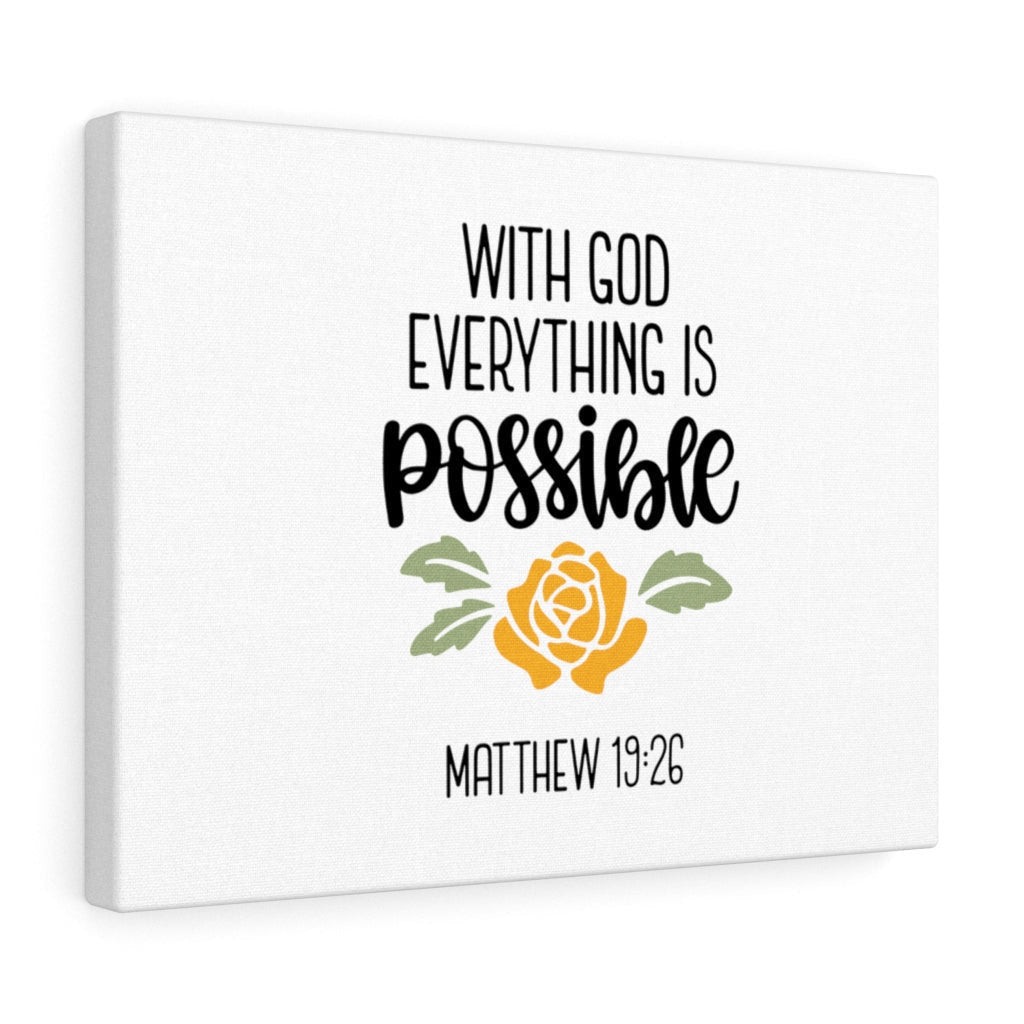 Scripture Canvas Possible Matthew 19:26 Christian Wall Art Bible Verse Meaningful Home Decor Gifts Unique Housewarming Gift Ideas Framed Prints, Canvas