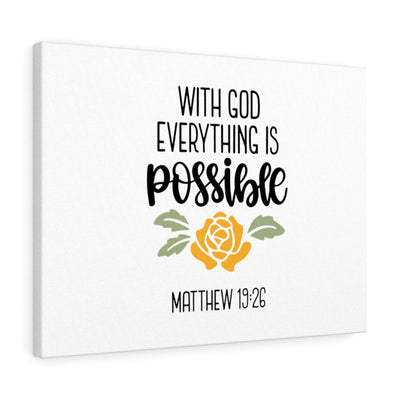 Scripture Canvas Possible Matthew 19:26 Christian Wall Art Bible Verse Meaningful Home Decor Gifts Unique Housewarming Gift Ideas Framed Prints, Canvas