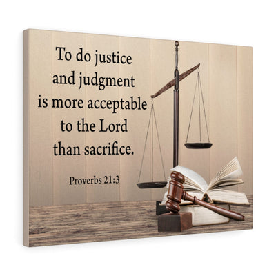 Scripture Canvas Judgment and Justice Proverbs 21:3 Christian Wall Art Bible Verse Meaningful Home Decor Gifts Unique Housewarming Gift Ideas Framed Prints, Canvas