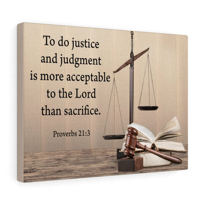 Scripture Canvas Judgment and Justice Proverbs 21:3 Christian Wall Art Bible Verse Meaningful Home Decor Gifts Unique Housewarming Gift Ideas Framed Prints, Canvas