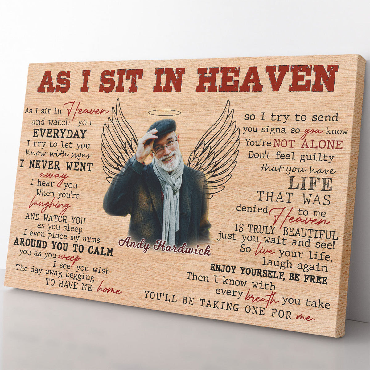 Custom Photo Memorial Wall Art Gift Ideas, Personalized As I Sit In Heaven Wall Art Framed Prints, Canvas