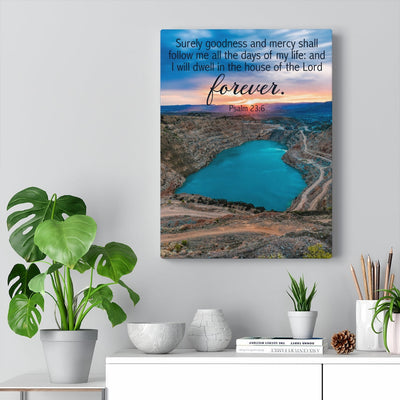 Scripture Canvas Forever Psalm 23:6Christian Wall Art Bible Verse Meaningful Home Decor Gifts Unique Housewarming Gift Ideas Framed Prints, Canvas