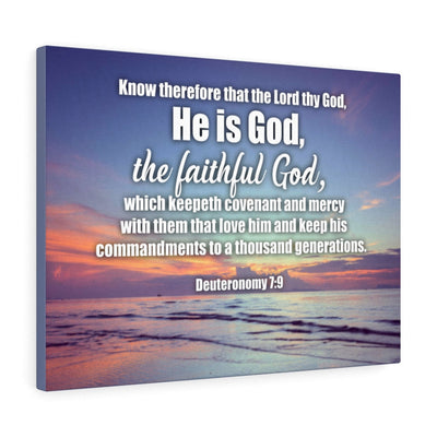 Scripture Canvas He is God Deuteronomy 7:9 Wall Art Bible Verse Meaningful Home Decor Gifts Unique Housewarming Gift Ideas Framed Prints, Canvas