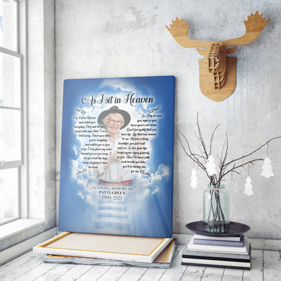Personalized Memorial Wall Art, As I Sit In Heaven Wall Art, Custom Sympathy Wall Art Framed Prints, Canvas