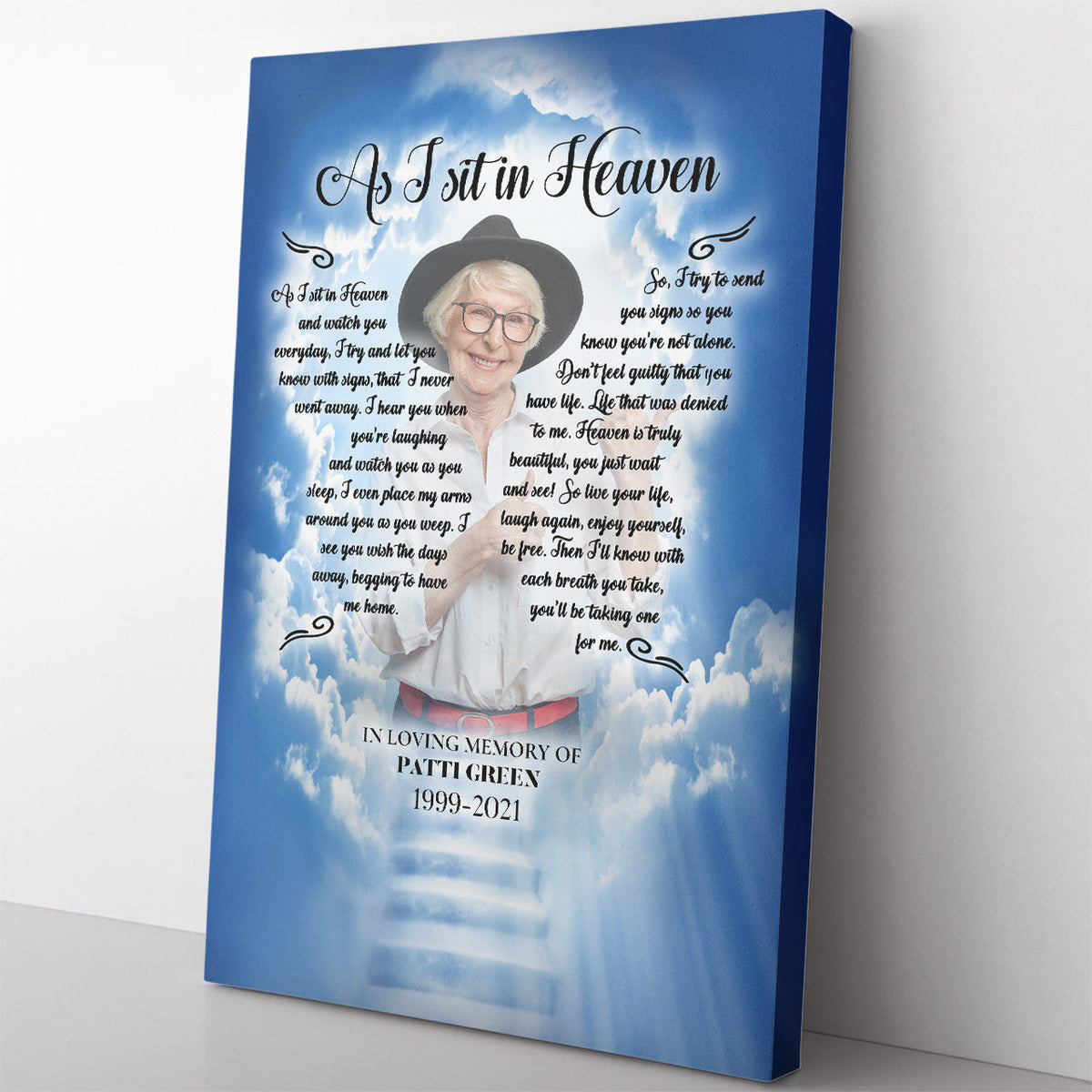 Personalized Memorial Wall Art, As I Sit In Heaven Wall Art, Custom Sympathy Wall Art Framed Prints, Canvas