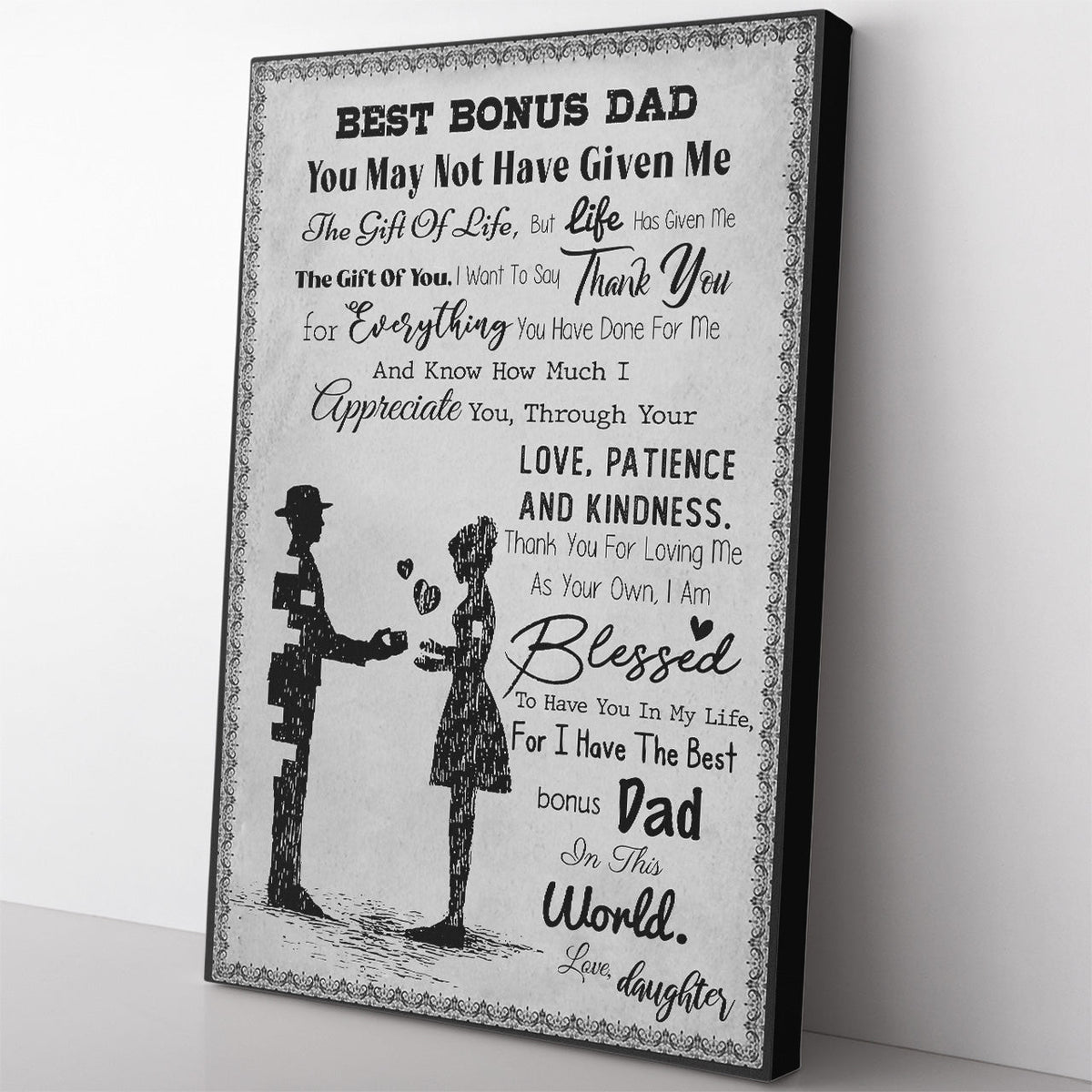 Personalized Canvas Painting, Canvas Hanging Wall Art Gift For Step Dad, Thank You For Everything You've Done Wall Art For Step Fathers Day Framed Prints, Canvas