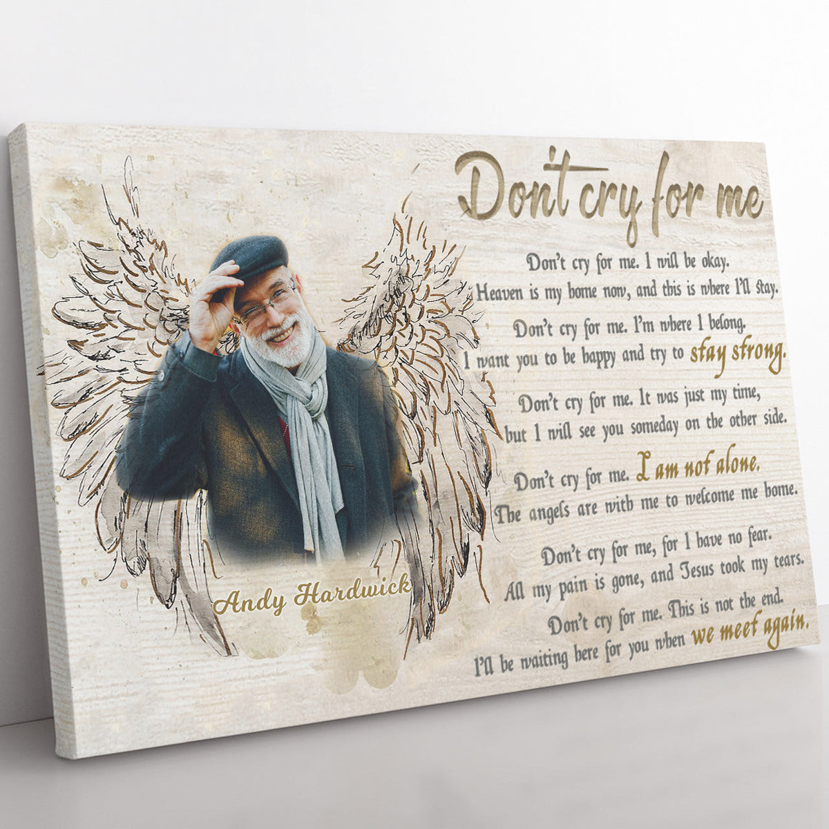 Sympathy Wall Art, Memorial Gift, Dont Cry For Me Beautiful Memorial Quote Wall Art Framed Prints, Canvas