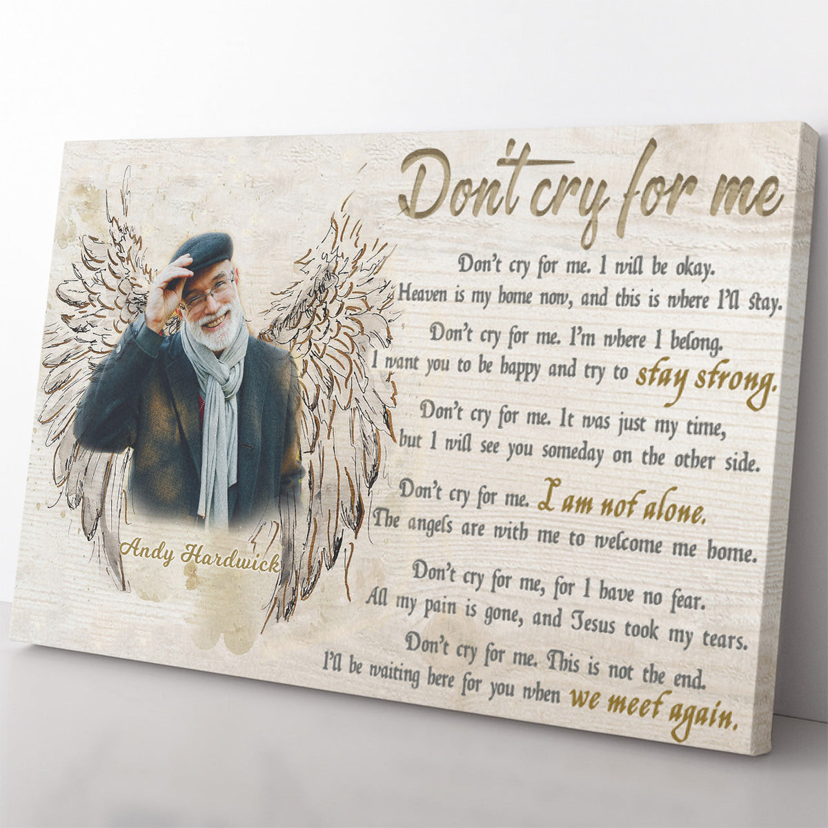 Sympathy Wall Art, Memorial Gift, Dont Cry For Me Beautiful Memorial Quote Wall Art Framed Prints, Canvas