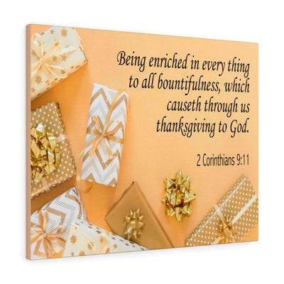 Scripture Canvas Thanksgiving to God 2 Corinthians 9:11 Christian Wall Art Bible Verse Meaningful Home Decor Gifts Unique Housewarming Gift Ideas Framed Prints, Canvas