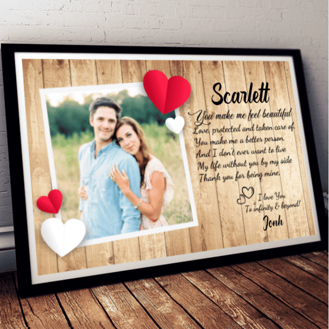 Custom Photo I Love You To Infinity And Beyond Couple Personalized Poster Landscape