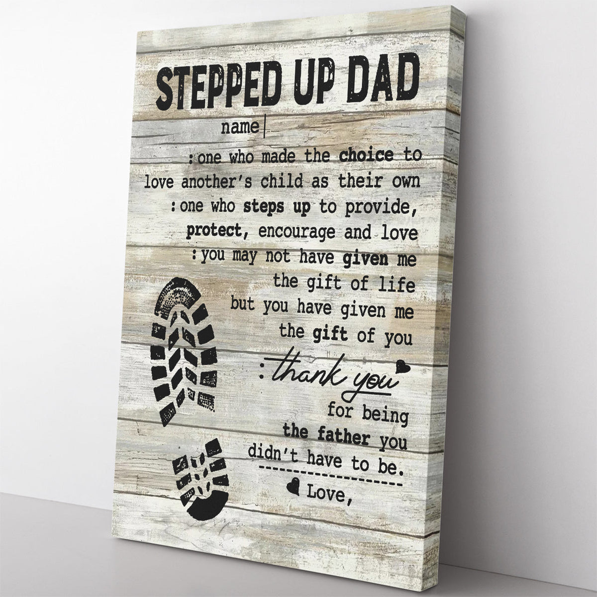 Stepped Up Dad Definition Wall Art For Bonus Father's Day, The Choice To Love Another's Child Step Dad Wall Art Framed Prints, Canvas