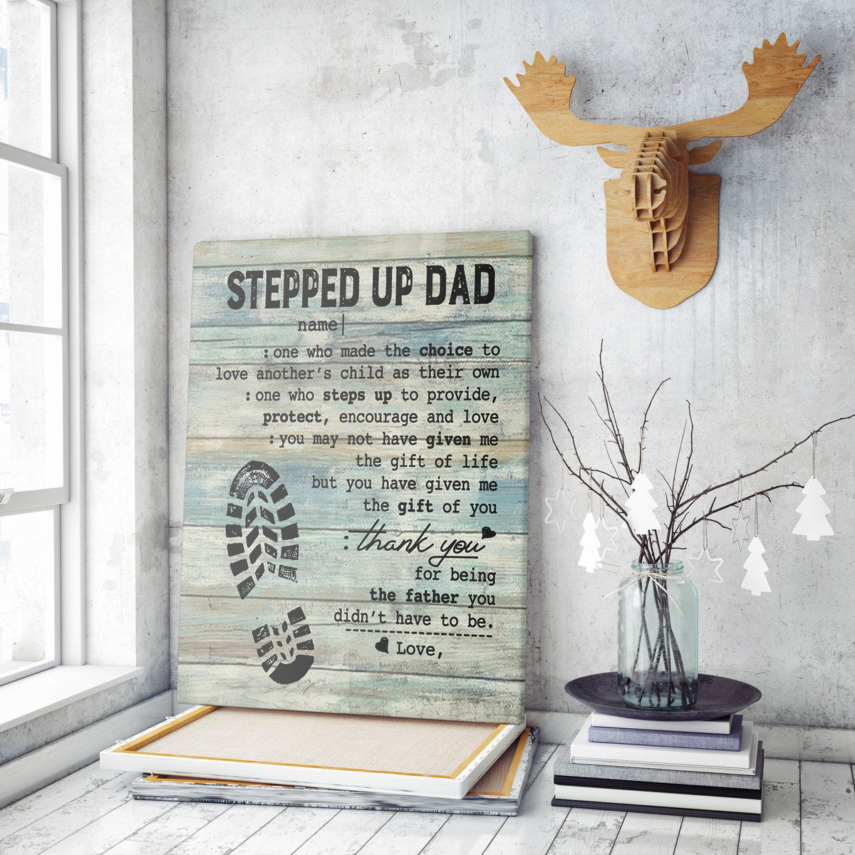 Stepped Up Dad Definition Wall Art For Bonus Father's Day, The Choice To Love Another's Child Step Dad Wall Art Framed Prints, Canvas