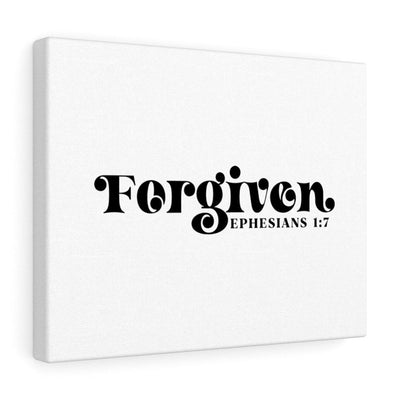 Scripture Canvas Forgiven Ephesians 1:7 Christian Wall Art Bible Verse Meaningful Home Decor Gifts Unique Housewarming Gift Ideas Framed Prints, Canvas