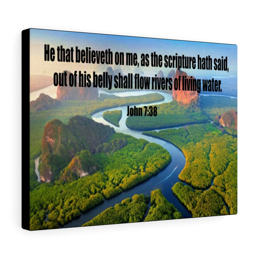 Scripture Canvas Living Water John 7:38 Christian Wall Art Bible Verse Meaningful Home Decor Gifts Unique Housewarming Gift Ideas Framed Prints, Canvas