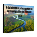 Scripture Canvas Living Water John 7:38 Christian Wall Art Bible Verse Meaningful Home Decor Gifts Unique Housewarming Gift Ideas Framed Prints, Canvas