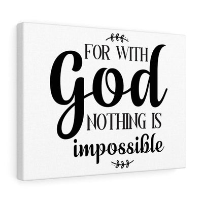 Scripture Canvas For With God Nothing Is Impossible Christian Wall Art Meaningful Home Decor Gifts Unique Housewarming Gift Ideas Framed Prints, Canvas